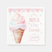 Serviette En Papier Crème glacée Heres la fête d'anniversaire scoop (Devant)
