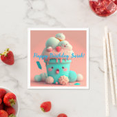 Serviette En Papier Crème glacée Kawaii (En situation)