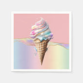 Serviette En Papier Crème glacée rose bleu tourbillon iridescente girl (Devant)