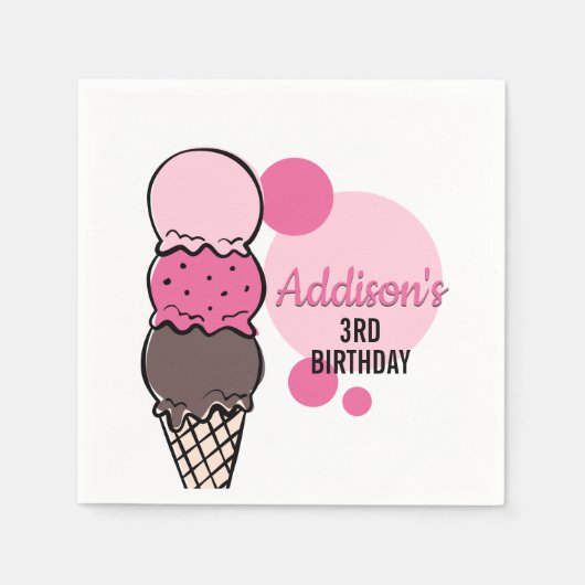 Serviette En Papier Crème glacée Scoop Anniversaire Papier de fête Nap (Devant)