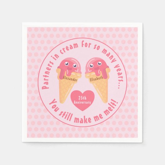 Serviette En Papier Crème glacée Scoops Cute Romantique Saint Valentin (Devant)