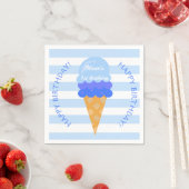 Serviette En Papier Crème glacée sucrée 1er anniversaire garçon bleu (En situation)