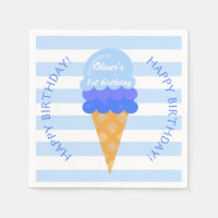 Crème glacée sucrée 1er anniversaire garçon bleu