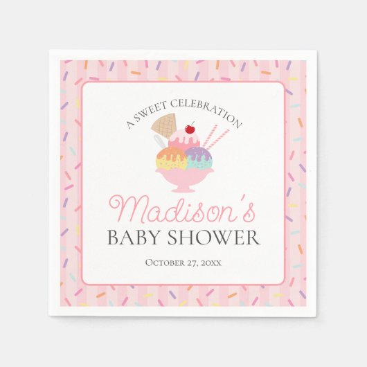 Serviette En Papier Crème glacée Sundae Parsemé de Baby shower d'amour (Devant)