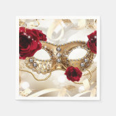 Serviette En Papier Crème Gold Masquerade Ball fête d'anniversaire (Devant)