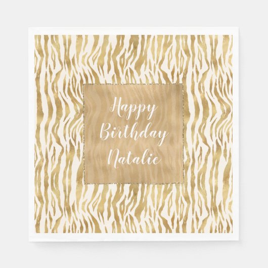 Serviette En Papier Crème Gold Zebra Print (Devant)