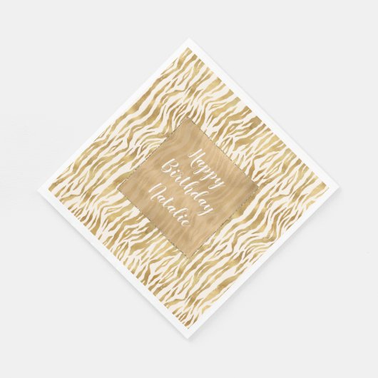 Serviette En Papier Crème Gold Zebra Print (Coin)