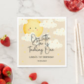 Serviette En Papier Crème Lune et Étoiles 1er anniversaire (En situation)