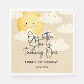 Serviette En Papier Crème Lune et Étoiles 1er anniversaire (Devant)