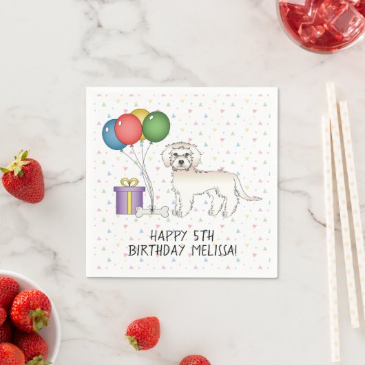 Serviette En Papier Crème Mini Goldendoodle mignon dessin animé chien  (En situation)