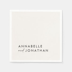 Serviette En Papier crème moderne noir minimaliste mariage contemporai
