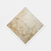 Serviette En Papier Crème romantique Blanc or Mariage Floral (Coin)
