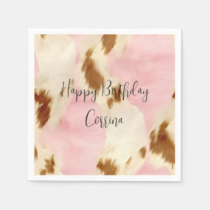 Serviette En Papier Crème rose pâle blanc Brown
