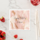 Serviette En Papier Crème rose pâle blanc Or blanc (En situation)