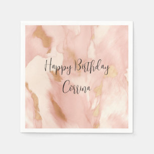 Serviette En Papier Crème rose pâle blanc Or blanc