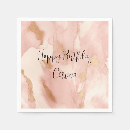 Serviette En Papier Crème rose pâle blanc Or blanc (Devant)
