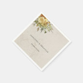 Serviette En Papier Crème Rustique Yellow Roses Mariage damassé (Coin)