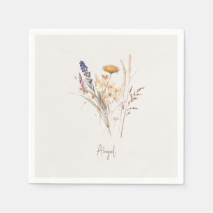 Serviette En Papier Crème Script Automne Floral Douche Cocktail