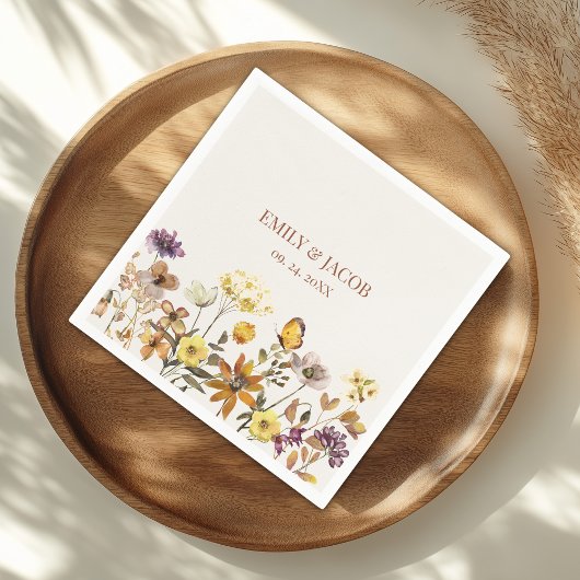 Serviette En Papier Crème & Terracotta Fleur sauvage Boho Mariage serv