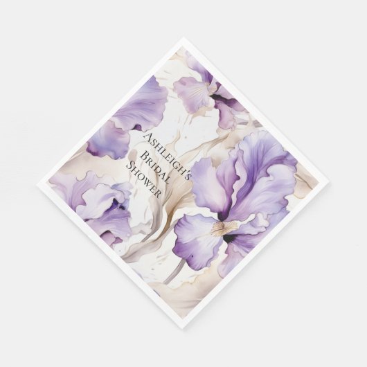 Serviette En Papier Crème violette Fête des mariées Florale Iris (Coin)