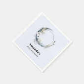 Serviette En Papier Crescent Bleu Lune aux fleurs blanches Anniversair (Coin)