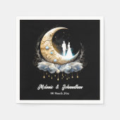 Serviette En Papier Crescent céleste lune étoile nuit couple chic (Devant)