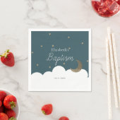 Serviette En Papier Crescent Lune & Étoiles Marine Baptême bleu Naples (En situation)