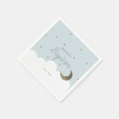 Serviette En Papier Crescent Moon & Stars Light Blue Boy Baptême (Coin)