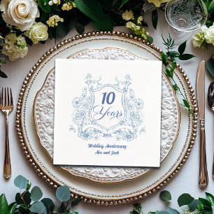 Serviette En Papier Crest Élégant Vintage 10e Anniversaire de Mariage