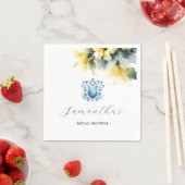 Serviette En Papier Crête florale bleue et jaune (En situation)