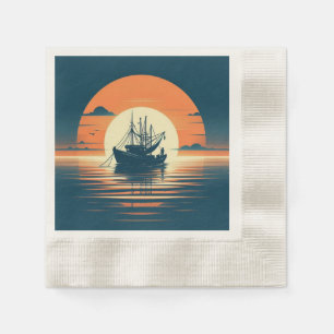 Serviette En Papier crevettes vintages/marines/pêche