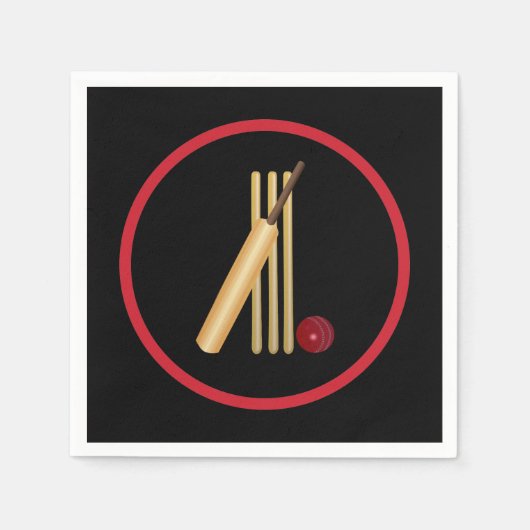 Serviette En Papier Cricket, wicket, chauve-souris et balle (Devant)