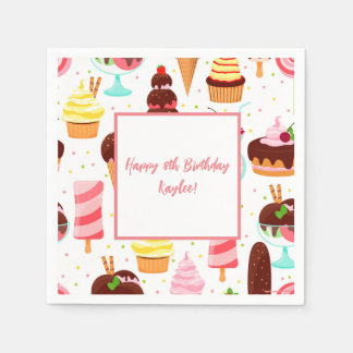 Serviette En Papier Crie pour Ice Cream Girls Sweet mignonne Anniversa