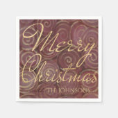 Serviette En Papier Crimson de Noël et or (Devant)