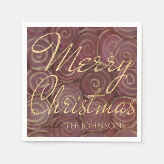 Serviette En Papier Crimson de Noël et or (Devant)