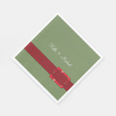 Serviette En Papier Crimson et Mariage de Noël À feuillage persistant (Coin)