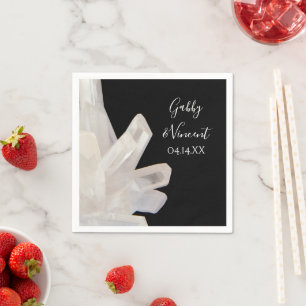 Serviette En Papier Cristaux blancs sur Mariage blanc