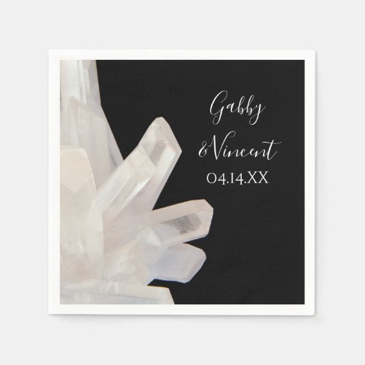 Serviette En Papier Cristaux blancs sur Mariage blanc (Devant)