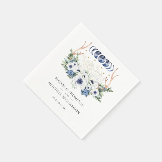 Serviette En Papier Cristaux de lune Fleurs Boho Mariage métaphysique (Coin)