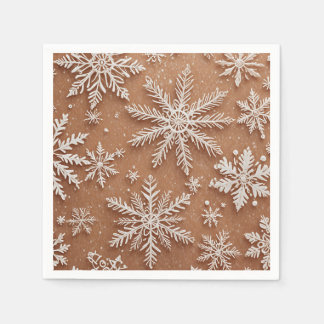 Serviette En Papier Cristaux d'hiver dorés