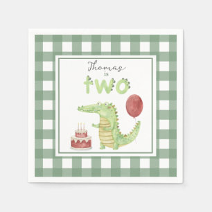Serviette En Papier Crocodile aquarelle 2ème anniversaire