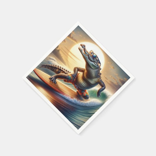 Serviette En Papier Crocodile en surf (Coin)