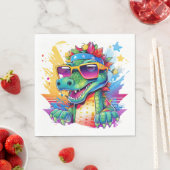 Serviette En Papier Crocodile rose et vert correspondant Anniversaire (En situation)