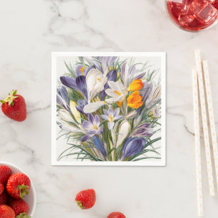 Serviette En Papier Crocus Spring Flower Botanique Floral Art