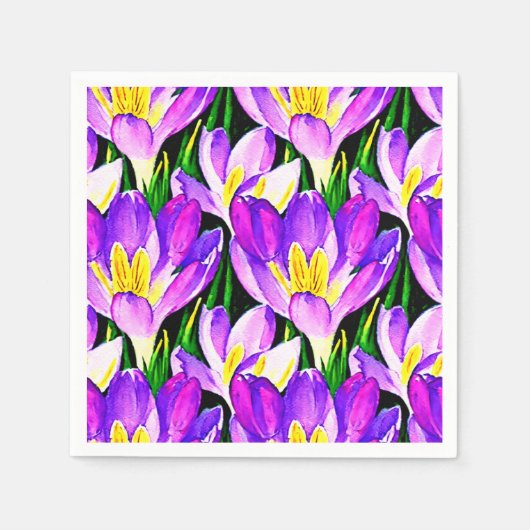 Serviette En Papier Crocus violets (Devant)