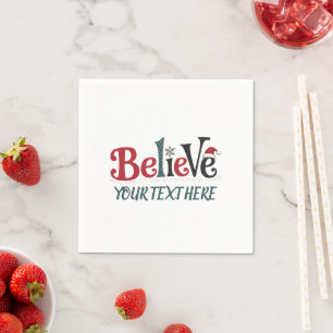 Serviette En Papier Croire la famille de fête de Noël personnalisée