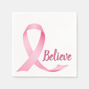 Serviette En Papier Croire Texte Pink Ribbon Sensibilisation au cancer