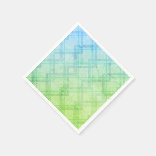 Serviette En Papier Croisé Joyeux Vert & Bleu, Jaune Chèques Le (Coin)