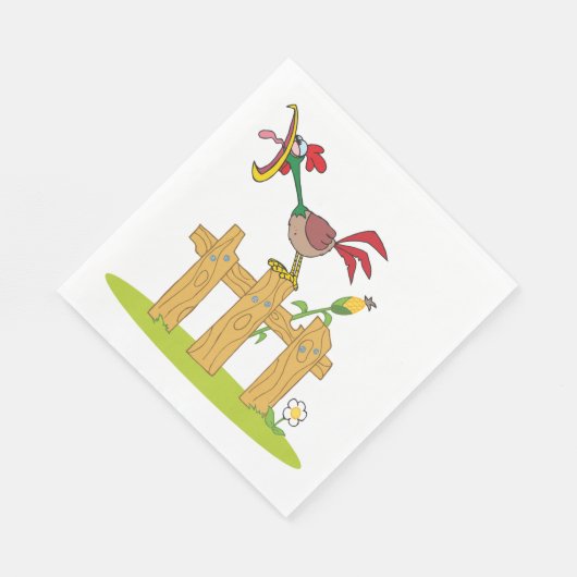 Serviette En Papier Croisière De Rooster Sur Une Clôture Serviettes (Coin)