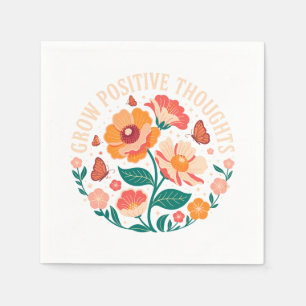 Serviette En Papier Croissance des pensées positives - Floral inspiran